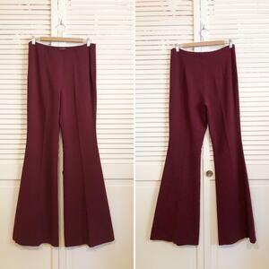 Michael Kors Collection Burgundy Red Flared Trouser Pants